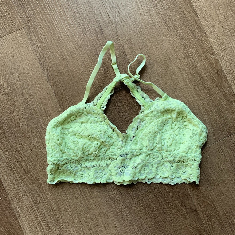 Aerie Lime Green Lace Racerback Bralette, Size Small